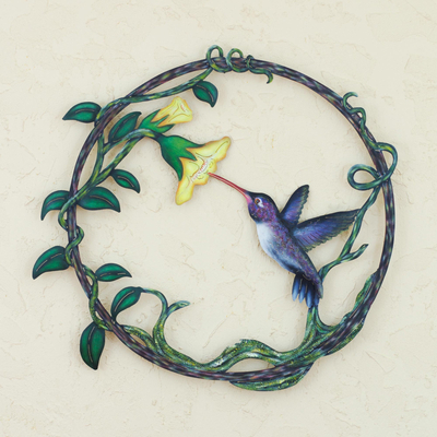 Stahlwandkunst 'Paradise Hummingbird' - Handgefertigte Vogel-Wandkunst aus Metall