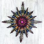 Hand Crafted Steel Wall Art from Mexico, 'Psychedelic Sun'