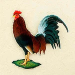 Hand Painted Steel Bird Wall Art, 'Proud Rooster'