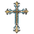 Stahlwandkunst, „Königliches Kreuz“. - Handgefertigtes blaues religiöses Kreuz