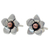 Silver button earrings, 'Taxco Wildflower' - Hand Made Floral Fine Silver Button Earrings from Mexico thumbail