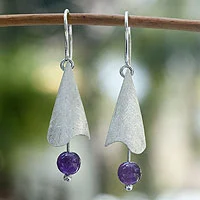 Amethyst dangle earrings, 'Kites in Cancun' - Amethyst dangle earrings