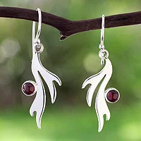 Garnet dangle earrings, 'Free Spirit' - Garnet dangle earrings