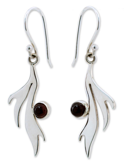Garnet dangle earrings, 'Free Spirit' - Garnet dangle earrings