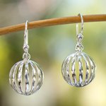 Sterling silver dangle earrings, 'Taxco Trends' - Hand Crafted Modern Sterling Silver Dangle Earrings