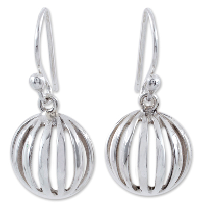 Sterling silver dangle earrings, 'Taxco Trends' - Hand Crafted Modern Sterling Silver Dangle Earrings