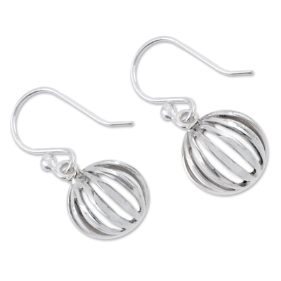 Sterling silver dangle earrings, 'Taxco Trends' - Hand Crafted Modern Sterling Silver Dangle Earrings