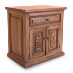 Parota wood bureau, 'Colonial Blossom' (large) - Handcrafted Large Colonial Parota Wood Cabinet