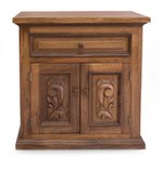 Parota wood bureau, 'Colonial Blossom' (large) - Handcrafted Large Colonial Parota Wood Cabinet