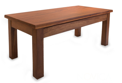 Parota wood coffee table, 'San Pedrito Mission' - Parota wood coffee table