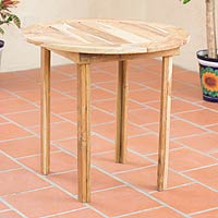 Teak wood round accent table, 'Mexican Sierra'