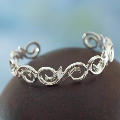 Sterling silver cuff bracelet, 'Soulful' - Modern Sterling Silver Cuff Bracelet
