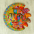 Ceramic eclipse, 'Marigold Autumn' - Yellow Hand Painted Sun and Moon Eclipse Ceramic Wall Art (image 2) thumbail