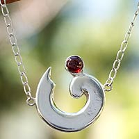 Garnet pendant necklace, 'Aries in Red'