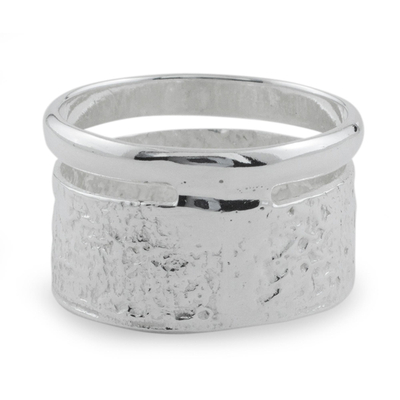 Sterling silver band ring, 'Taxco Melody' - Unique Modern Sterling Silver Band Ring from Mexico