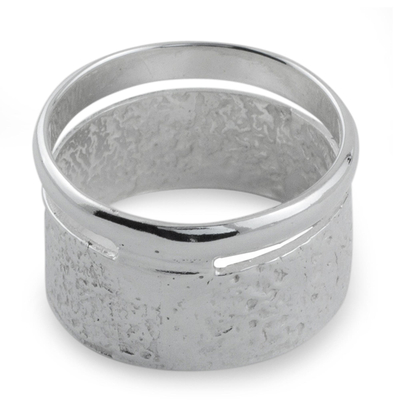 Sterling silver band ring, 'Taxco Melody' - Unique Modern Sterling Silver Band Ring from Mexico