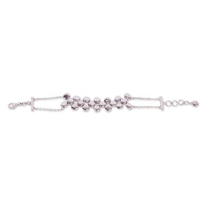Sterling silver wristband bracelet, 'Luminous Moons' - Sterling silver wristband bracelet
