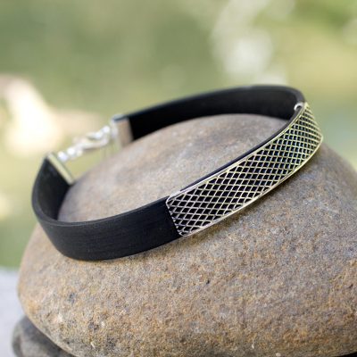 Men's sterling silver bracelet, 'Taxco Gridlock' - Hand Made Men's Taxco Silver Wristband Bracelet