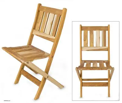 Teak wood folding chair, 'Mexican Sierra' - Teak Wood folding chair