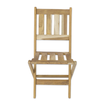 Teak wood folding chair, 'Mexican Sierra' - Teak Wood folding chair