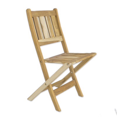 Teak wood folding chair, 'Mexican Sierra' - Teak Wood folding chair