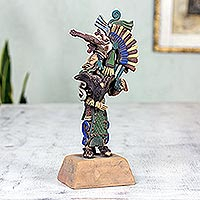 Escultura de cerámica, 'Guerrero Aztlán' - Escultura de cerámica azteca mexicana hecha a mano