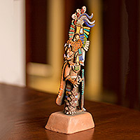 Ceramic sculpture, 'Jaguar Warrior' (medium)