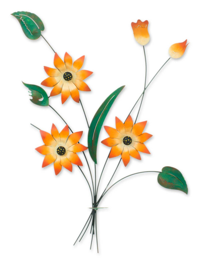 Iron candleholder, 'Amaryllis Bouquet' - Iron candleholder
