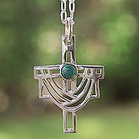 Turquoise cross necklace, 'Resurrection'