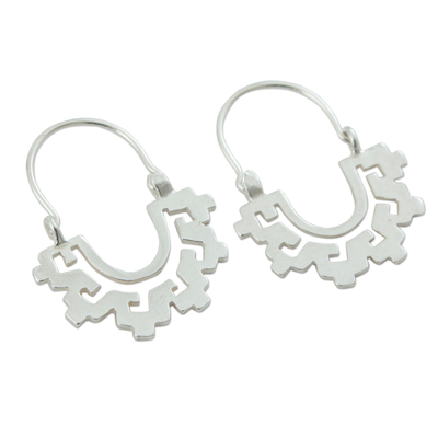 Sterling silver hoop earrings, 'Magical Mitla' - Collectible Sterling Silver Hoop Earrings