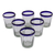 Juice glasses, 'Short Cobalt Groove' (set of 6) - Hand Blown Juice Glasses Set of 6 Blue Rim Mexico thumbail