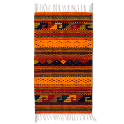 Zapotec wool rug, 'Stairway to the Sky' (2x3.5) - Zapotec Wool Striped Area Rug (2x3.5)