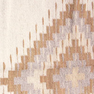 Zapotec wool rug, 'Beige Star' (2.5x5) - Zapotec wool rug (2.5x5)