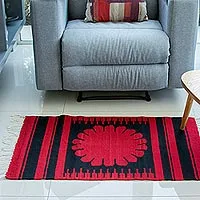 Zapotec wool rug, 'Oaxaca Flower' (2x3) - Zapotec wool rug (2x3)