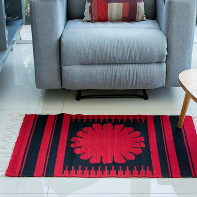 Zapotec wool rug, 'Oaxaca Flower' (2x3) - Zapotec wool rug (2x3)