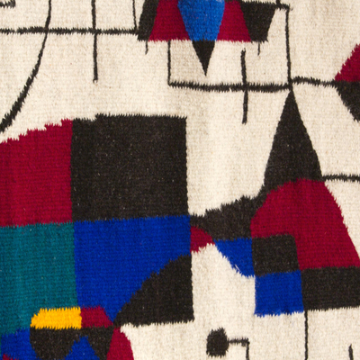 Wool rug, 'Tribute to Joan Miro' (2x3) - Wool rug (2x3)