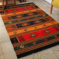 Zapotec wool rug, 'Color of Life' (5x8) - Zapotec wool rug (5x8)