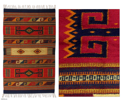 Zapotec wool rug, 'Dawn Stars' (4x6) - Zapotec wool rug (4x6)