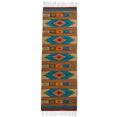Zapotec wool runner, 'Valley Stars' (2.6x10) - Handmade Zapotec Wool Rug (2.6x10)