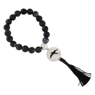 Fair Trade Mexican Silver and Agate Bird Bracelet