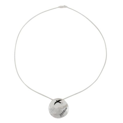 Sterling silver pendant necklace, 'Maya Freedom' - Sterling silver pendant necklace
