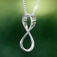 Sterling silver pendant necklace, 'Maya Infinity' - Handcrafted Taxco Silver Necklace with Infinity Pendant