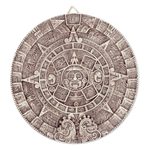 Ceramic plaque, 'Aztec Calendar in Beige' (large) - Ceramic Wall Plaque Museum Replica Handmade Mexico