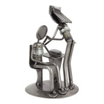 Auto part sculpture, 'Beloved Nurse' - Recycled Car Part Nurse and Patient Sculpture