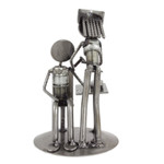 Auto part sculpture, 'Beloved Nurse' - Recycled Car Part Nurse and Patient Sculpture