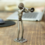 Auto part sculpture, 'Rustic Jazz Trombone' - Auto part sculpture