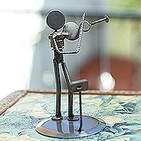 Auto part sculpture, 'Rustic Violinist' - Auto part sculpture