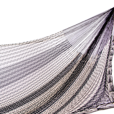 Cotton hammock, 'Midnight Riviera' (double) - Collectible Cotton Mayan Hammock (Double)