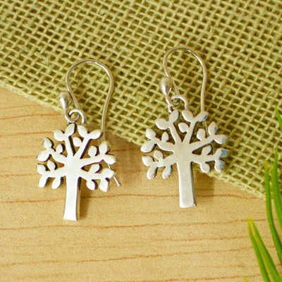 Sterling silver dangle earrings, 'Ceiba Tree' - Women's Taxco Silver Sterling Silver Dangle Earrings