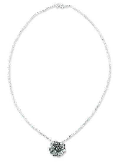 Sterling silver flower necklace, 'Mexican Azalea' - Artisan Crafted Floral Sterling Silver Necklace from Mexico